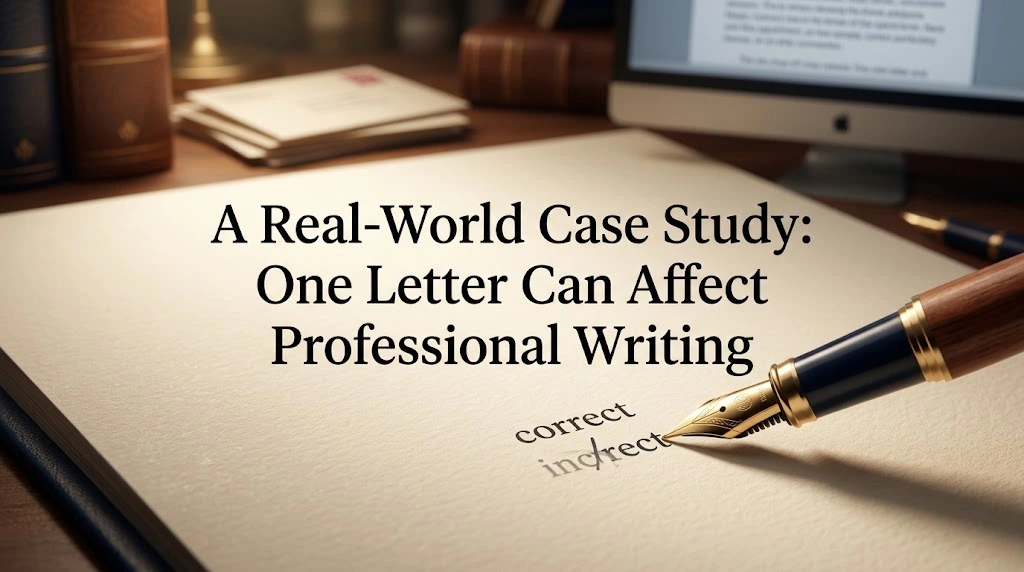 A Real-World Case Study: One Letter Can Affect Professional Writing