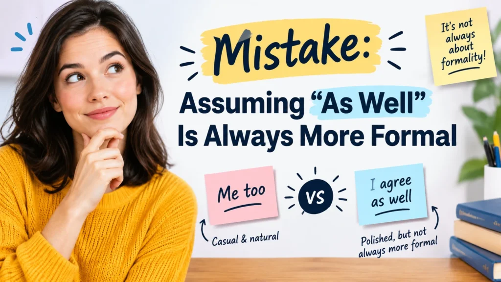 Mistake: Assuming “As Well” Is Always More Formal