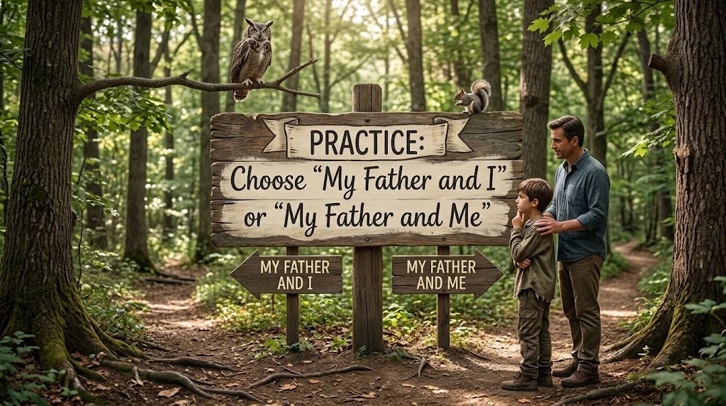Practice: Choose “My Father and I” or “My Father and Me”