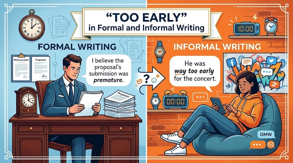 “Too Early” in Formal and Informal Writing