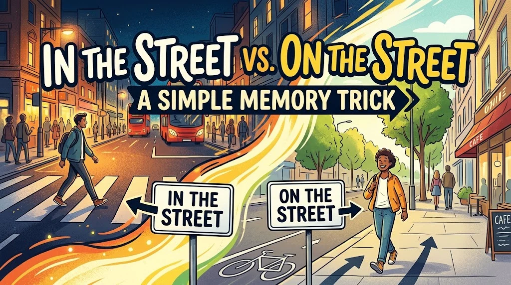 In the Street vs. On the Street: A Simple Memory Trick