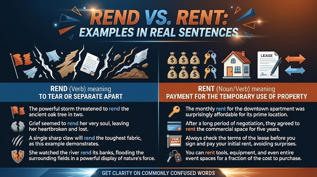 Rend vs. Rent Examples in Real Sentences